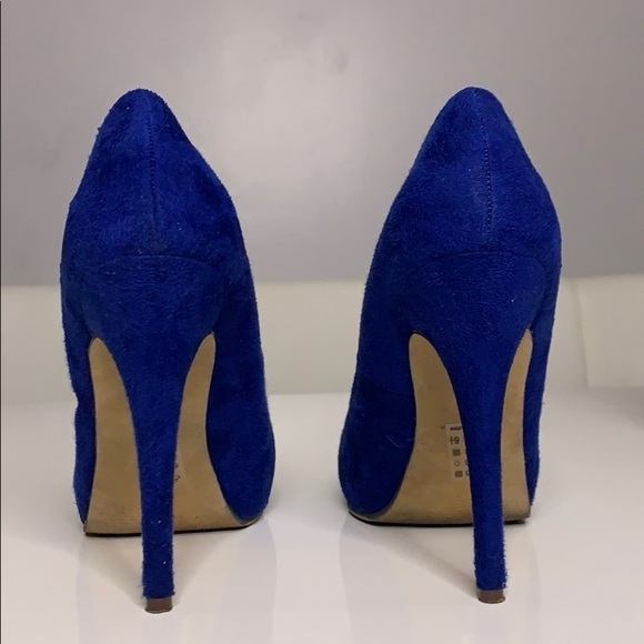 M Michael Antonio Blue Faux Suede Round toe heels pumps women’s 6.5 - Picture 4 of 8